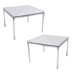 Florence Knoll Side Tables Carrara Marble and Polished Chrome