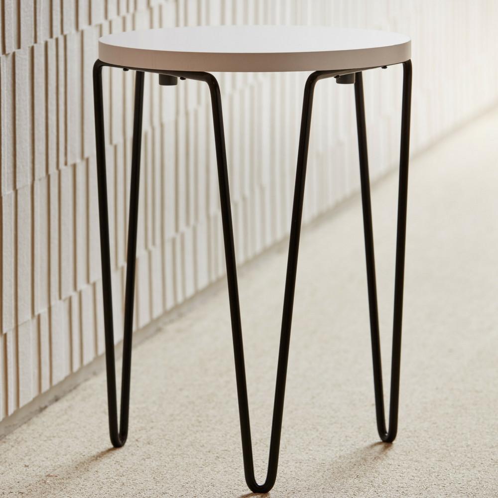 Florence Knoll Hairpin Side Table White Top Black Base Artistic Photo