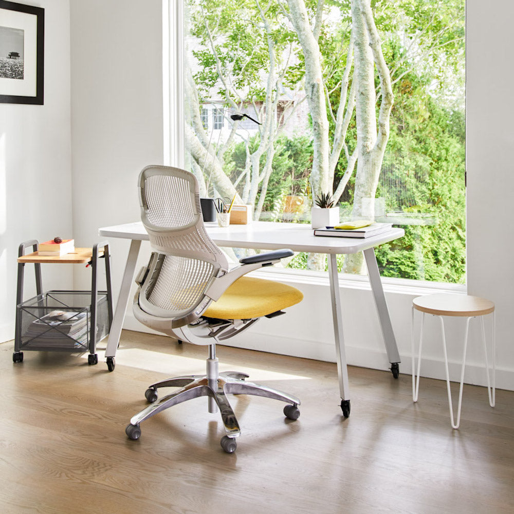 Florence Knoll Hairpin Table in home office with Generation Chair