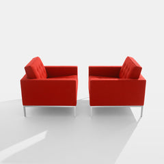 Florence Knoll Lounge Chairs Red Cato Pair