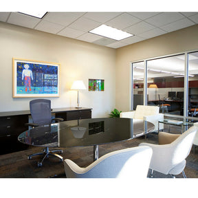 Florence Knoll Oval Table Desk in Conference Room with Life Chair and Saarinen Executive Chairs