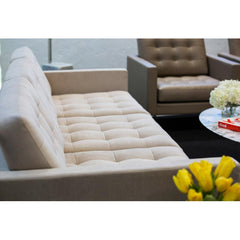 Florence Knoll Relaxed Sofa in room with Tulips