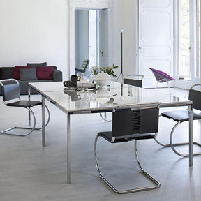 Florence Knoll Square Dining Tables in Room with Mies van der Rohe MR Chairs