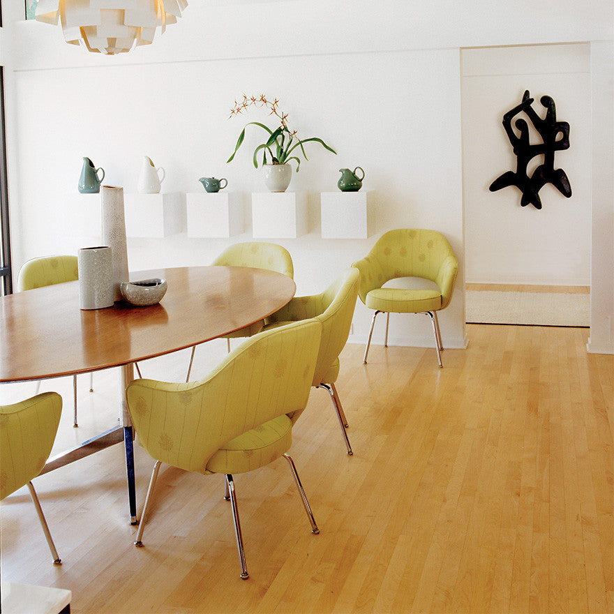 Florence Knoll Oval Conference Table in Natural Oak with Saarinen Executive Office Chairs