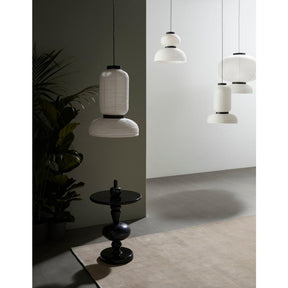 And Tradition Formakami Pendant Lights in room with Shuffle Side Table