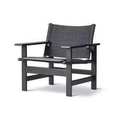 Fredericia Canvas Chair by Borge Mogensen Black Lacquered Oak with Cushion