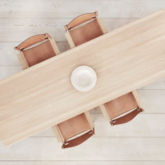 Fredericia Spanish Dining Armchairs BM 3828 by Borge Mogensen Oak and Cognac Saddle Leather Aerial View