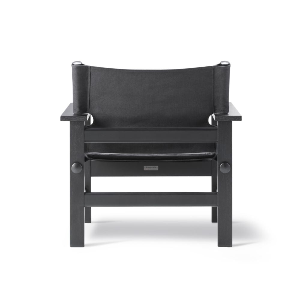 Fredericia Canvas Chair By Borge Mogensen Black Lacquered Oak Back