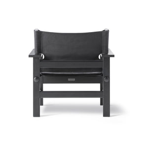 Fredericia Canvas Chair By Borge Mogensen Black Lacquered Oak Back