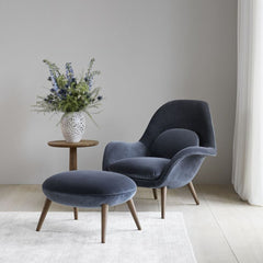 Fredericia Space Copenhagen Swoon Lounge Chair and Ottoman in Kvadrat Harald Velvet in room