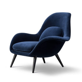 Fredericia Swoon Lounge Chair Midnight Blue Velvet
