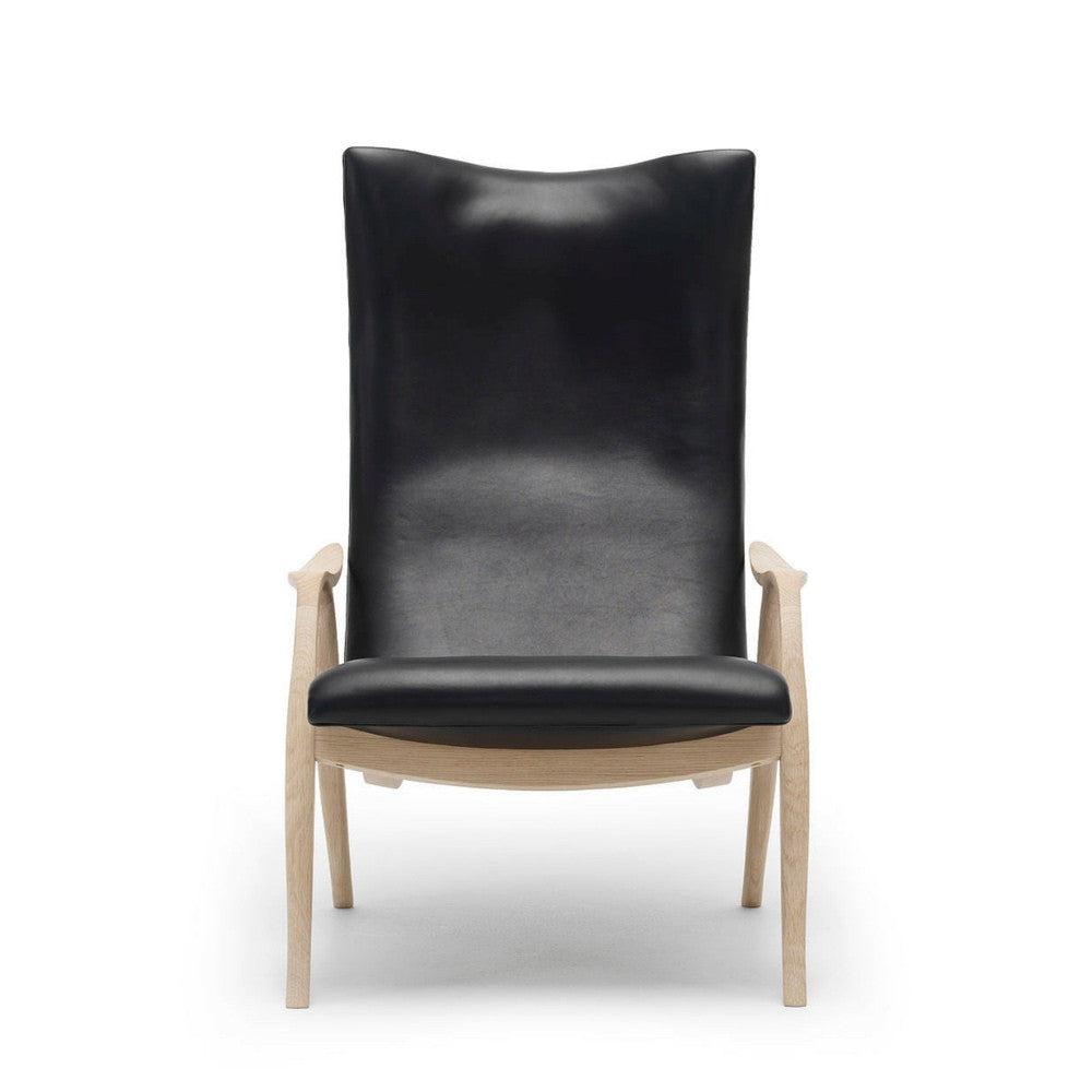 Frits Henningsen Signature Chair Black Leather Oak Frame Front FH429 Carl Hansen and Son