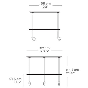 Fritz Hansen AJ Tea Trolley Bar Cart Dimensions