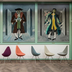Fritz Hansen Arne Jacobsen Drop Chairs Vibrant Colors in Royal Danish Theater