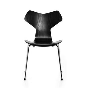 Fritz Hansen Grand Prix Chair Black Colored Ash with Chrome Legs