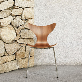 Fritz Hansen Walnut Lily Chair with Stone Wall