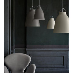 Fritz Hansen Caravaggio Pendant Lights by Cecilie Manz in situ with Swan Chair