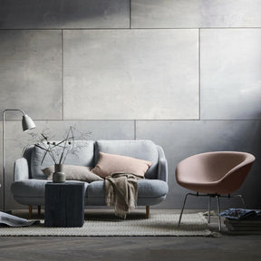 Fritz Hansen Cashmere Throw with Lune Sofa and Pot Chair