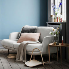 Fritz Hansen Cashmere Throw with Lune Sofa and Tray Table