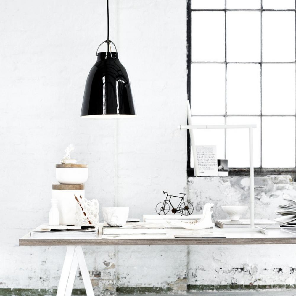 Fritz Hansen Gloss Black Caravaggio Pendant Light by Cecilie Manz in situ