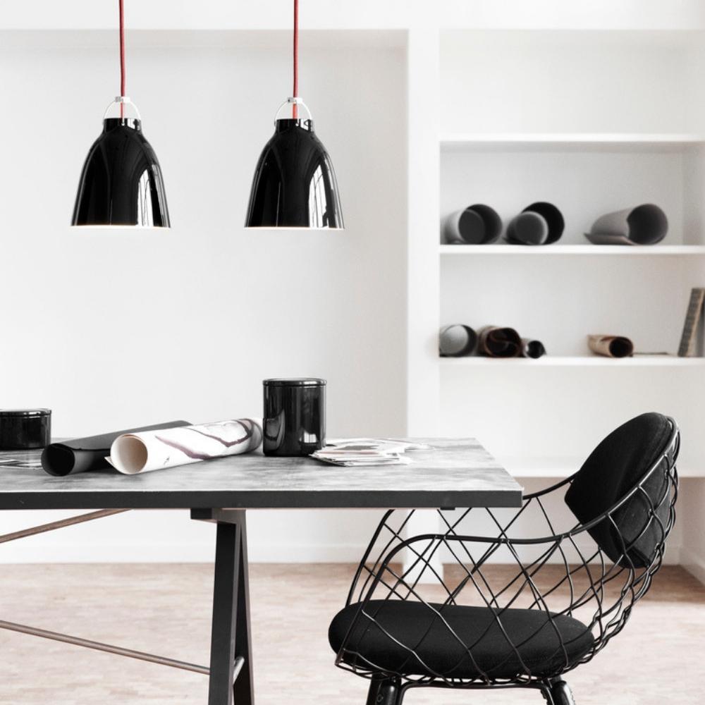 Fritz Hansen Cecilie Manz Caravaggio Pendants Gloss Black with Red Textile Cord