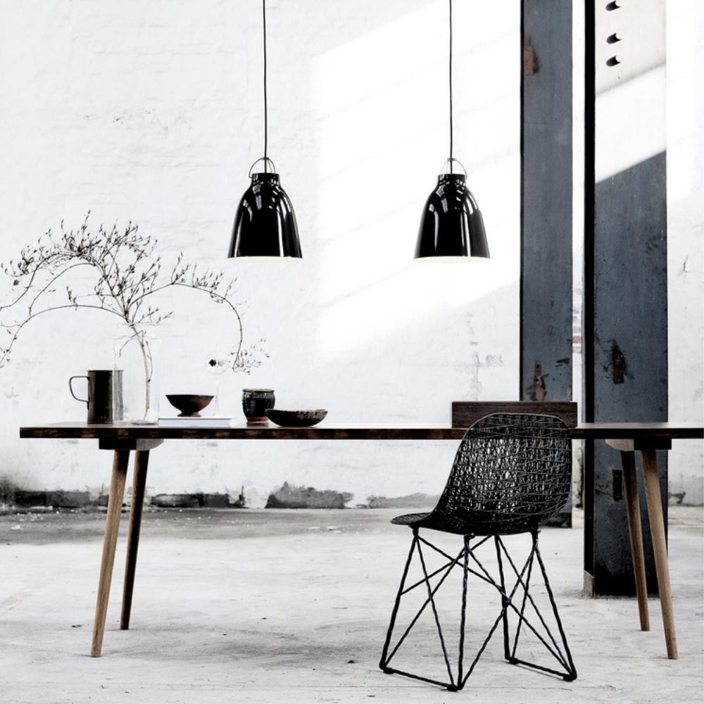 Fritz Hansen Caravaggio Pendant Lights by Cecilie Manz Gloss Black in Home Office