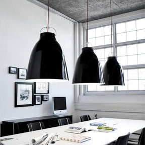 Fritz Hansen Caravaggio Pendant Lights Gloss Black in Conference Room