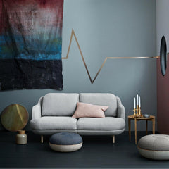 Fritz Hansen Cecilie Manz Poufs in room with small Lune Sofa