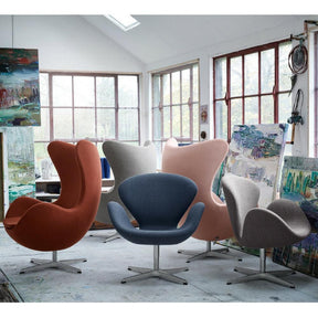 Arne Jacobsen Swan and Egg Chairs in Artist's Studio in Fritz Hansen Colors