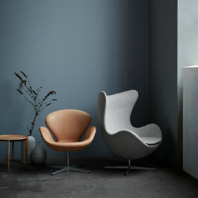 Fritz Hansen Swan and Egg Chairs in Moody Blue Room