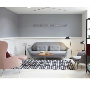 Fritz Hansen Little Friend Tables in room with Favn Sofa and Ro Chair at Heals London