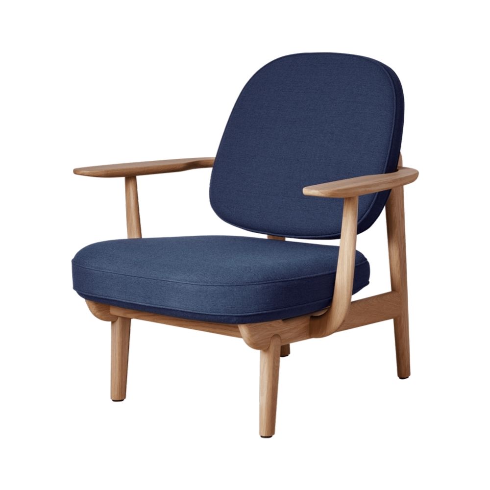 Fritz Hansen Fred Lounge Chair JH97 by Jaime Hayon in Natural Oak with Christianshavn Dark Blue 1155