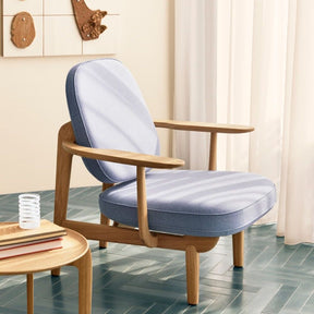 Fritz Hansen Fred Lounge Chair JH97 Light Blue Natural Oak in situ