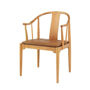 Frit Hansen China Chair by Hans Wegner in Natural Cherry with Walnut Leather Seat Cushion