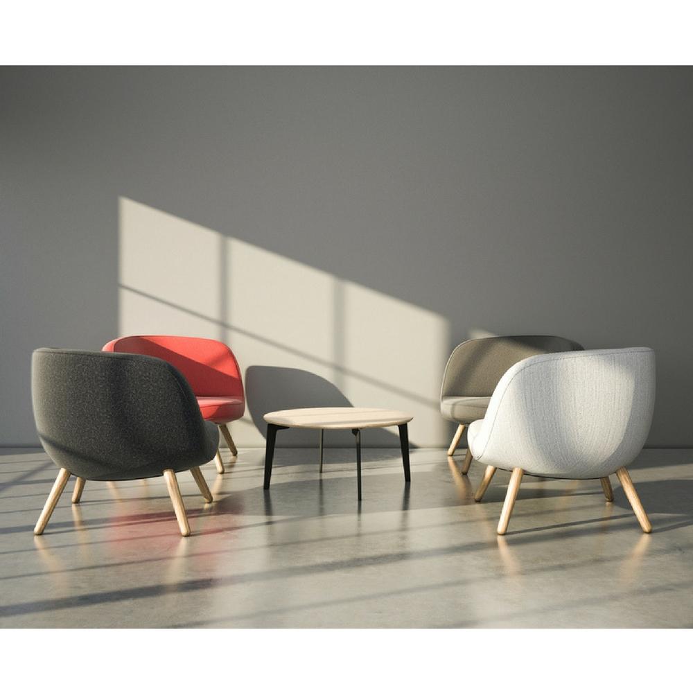 Fritz Hansen Join Coffee Table Round in Room with Via57 Chairs