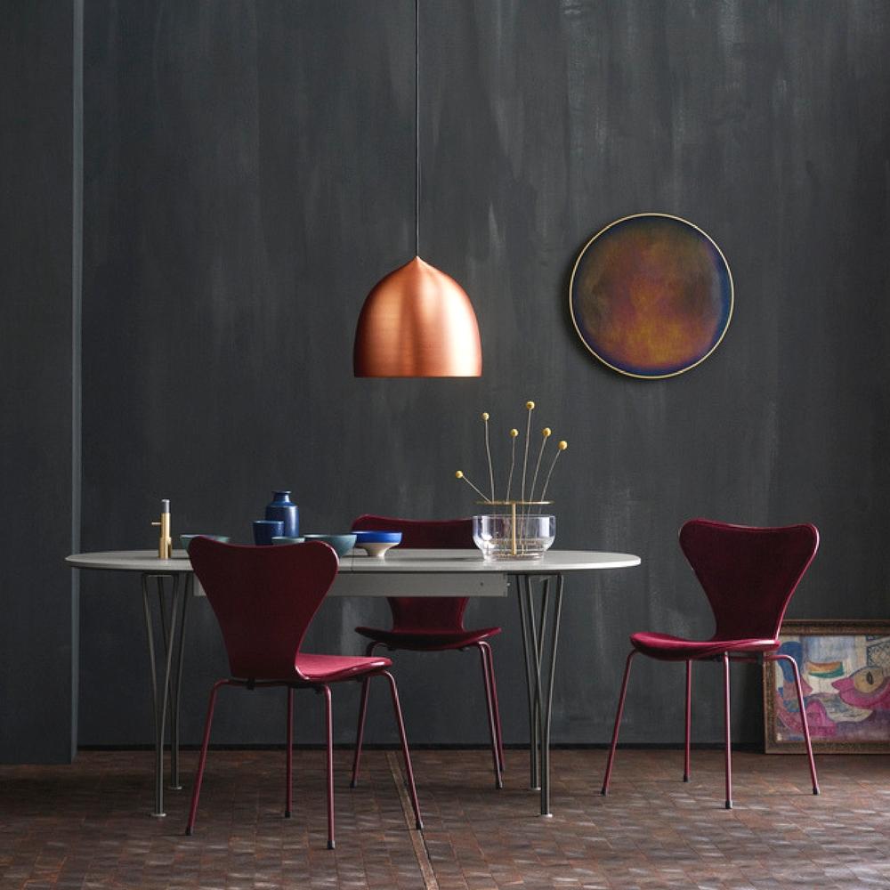 Fritz Hansen Super Elliptical Dining Table Extendable in room with Lala Berlin Series 7 Chairs