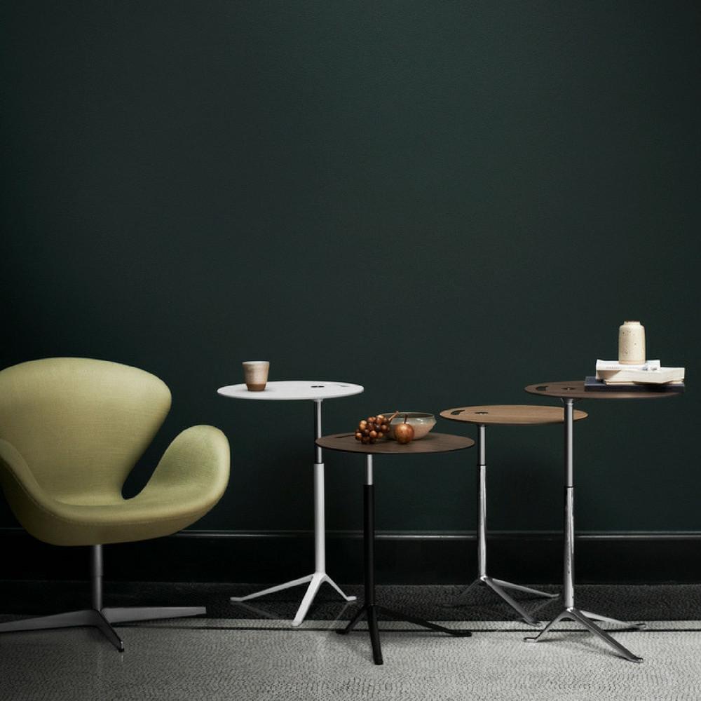 Fritz Hansen Little Friend Tables in Room with Swan Chair