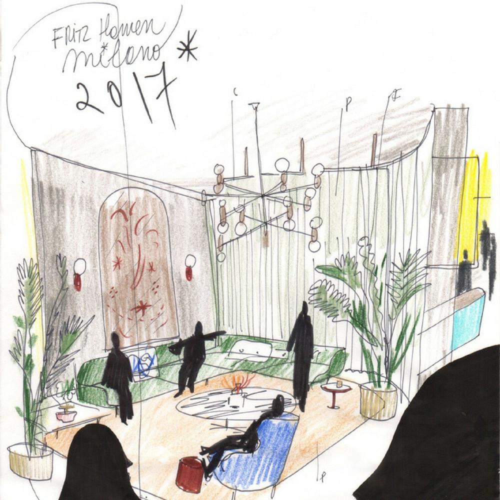 Fritz Hansen Lune Sofa by Jaime Hayon Milano Launch Sketch 2017