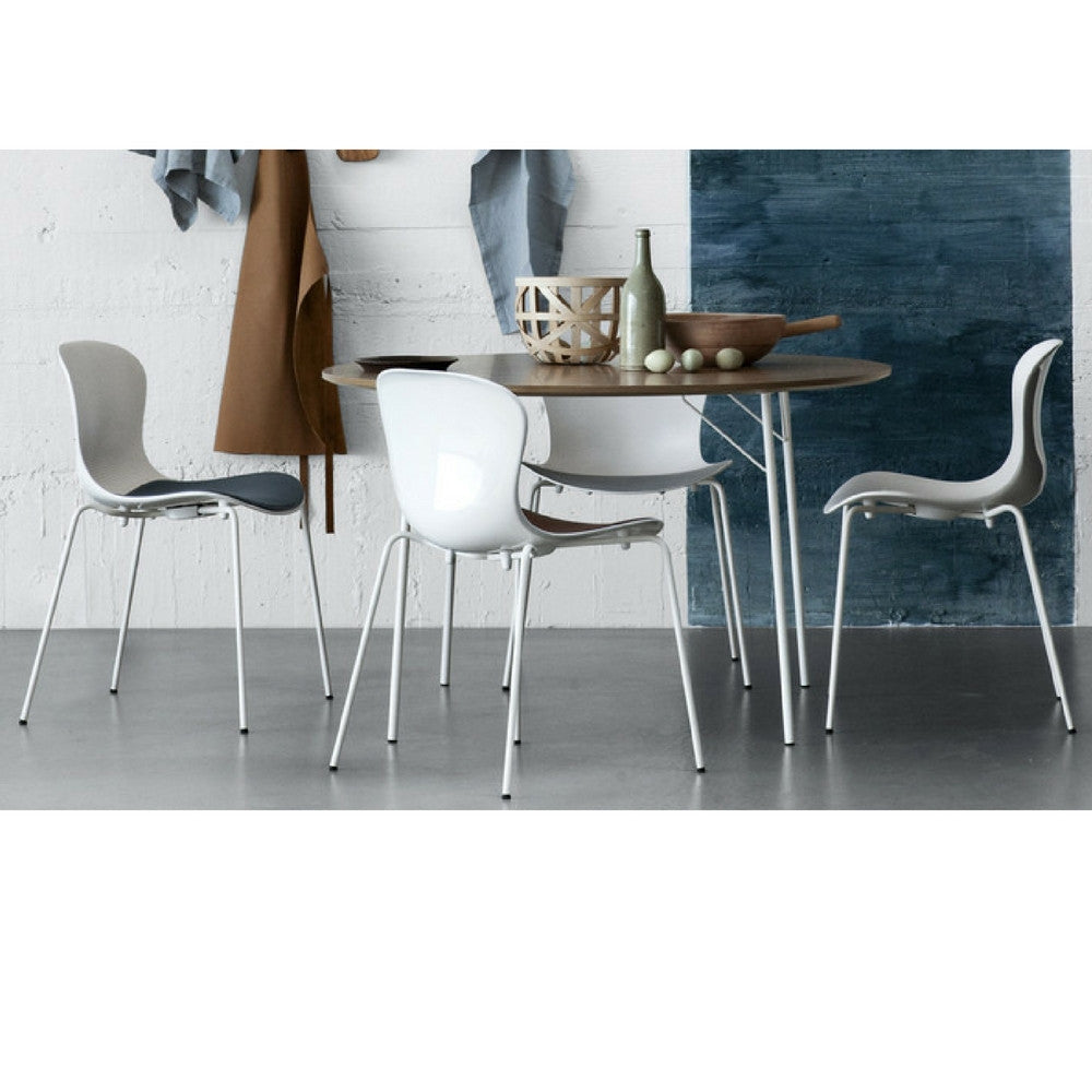 Monochrome Milk White Nap Chairs in Room with Breakfast Table Kasper Salto for Fritz Hansen