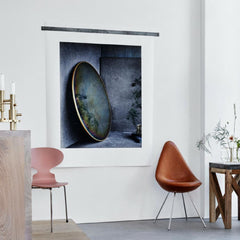 Fritz Hansen Mirror by Studio Roso in room with Arne Jacobsen Ant and Drop Chairs