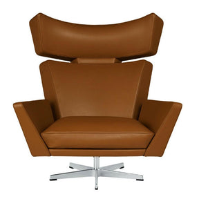 Fritz Hansen Oksen Chair by Arne Jacobsen in Elegance Leather Walnut Front