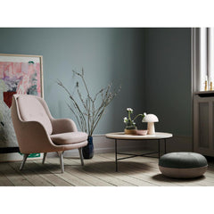 Fritz Hansen Pouf by Cecilie Manz in room with Fri Chair and Planner Coffee Table