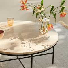 Fritz Hansen Paul McCobb Planner Coffee Table Cream Marble with Black Metal Base