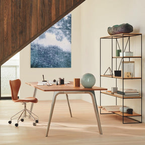 Fritz Hansen Paul McCobb Planner Shelves in home office with Pluralis Desk and Series 7 Task Chair