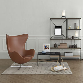 Fritz Hansen Paul McCobb Planner Shelves MC520 in room with Egg Chair and Marble Planner Coffee Table