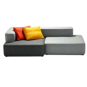 Fritz Hansen Piero Lissoni Alphabet Sofa 2-Seat in Grey with Red and Yellow Throw Pillows