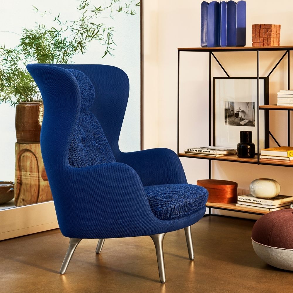 Fritz Hansen Ro Chair by Jaime Hayon in Living Room with Paul McCobb Planner Shelves