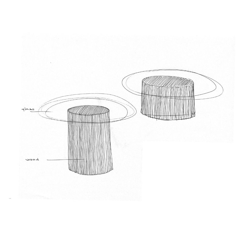 Fritz Hansen Stub Side Tables Sketch with Wood Grain by Mette Schelde