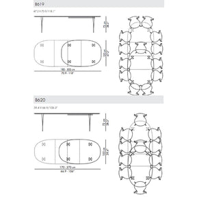 Fritz Hansen Super Elliptical Extendable Dining Table B619 B620 Dimensions