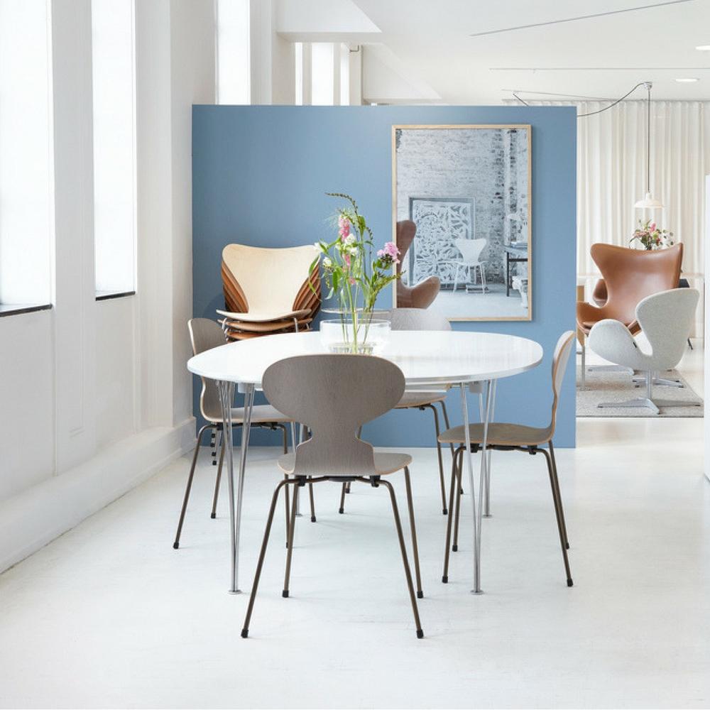 Fritz Hansen Super Elliptical Table in situ with limited edition Ant Chairs
